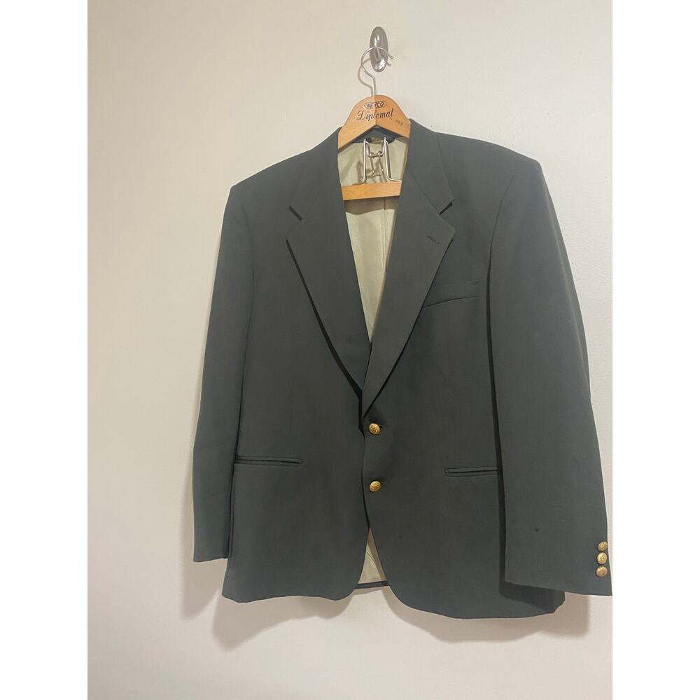 Vtg 90s Givenchy Monsieur Blazer 24x31 Green/ Gold Buttons*